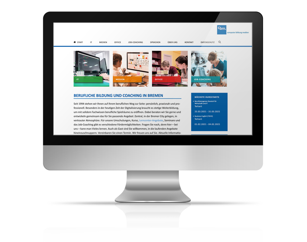 Webdesign - Monitor mit Bildungs-Website